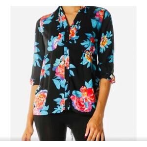 Anthropologie Maeve Woodland Walk Black Floral
Print Blouse Size 8